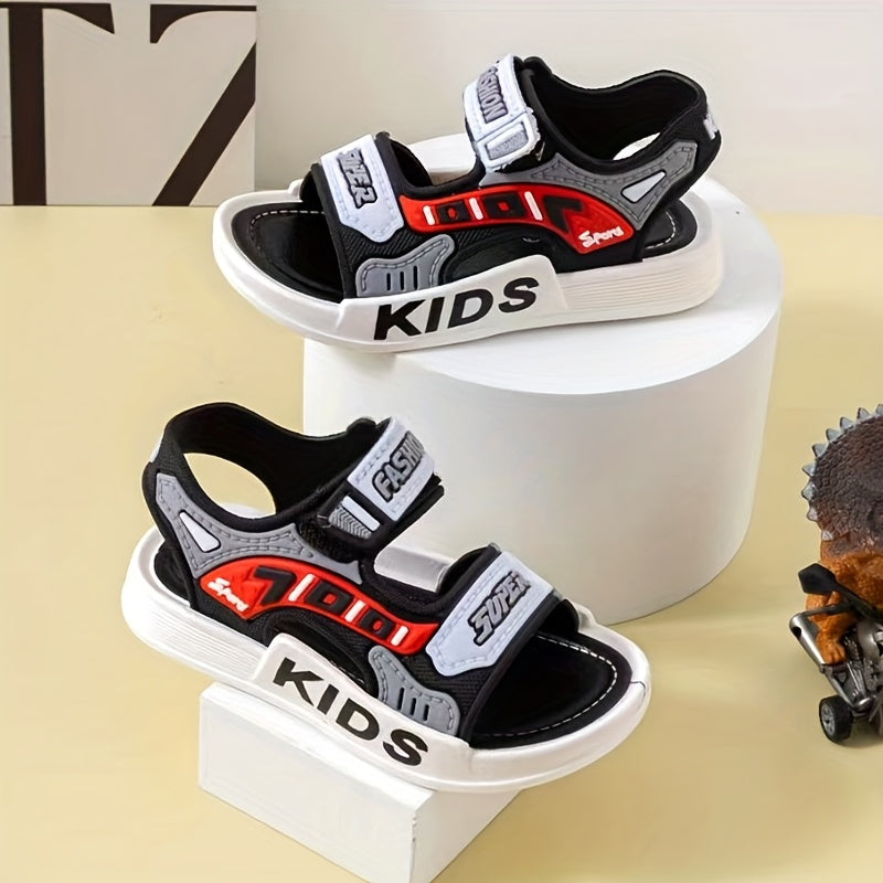 Boys' Open-Toe Sandals Adjustable Straps Indoor Outdoor PVC Microfiber Non-Slip