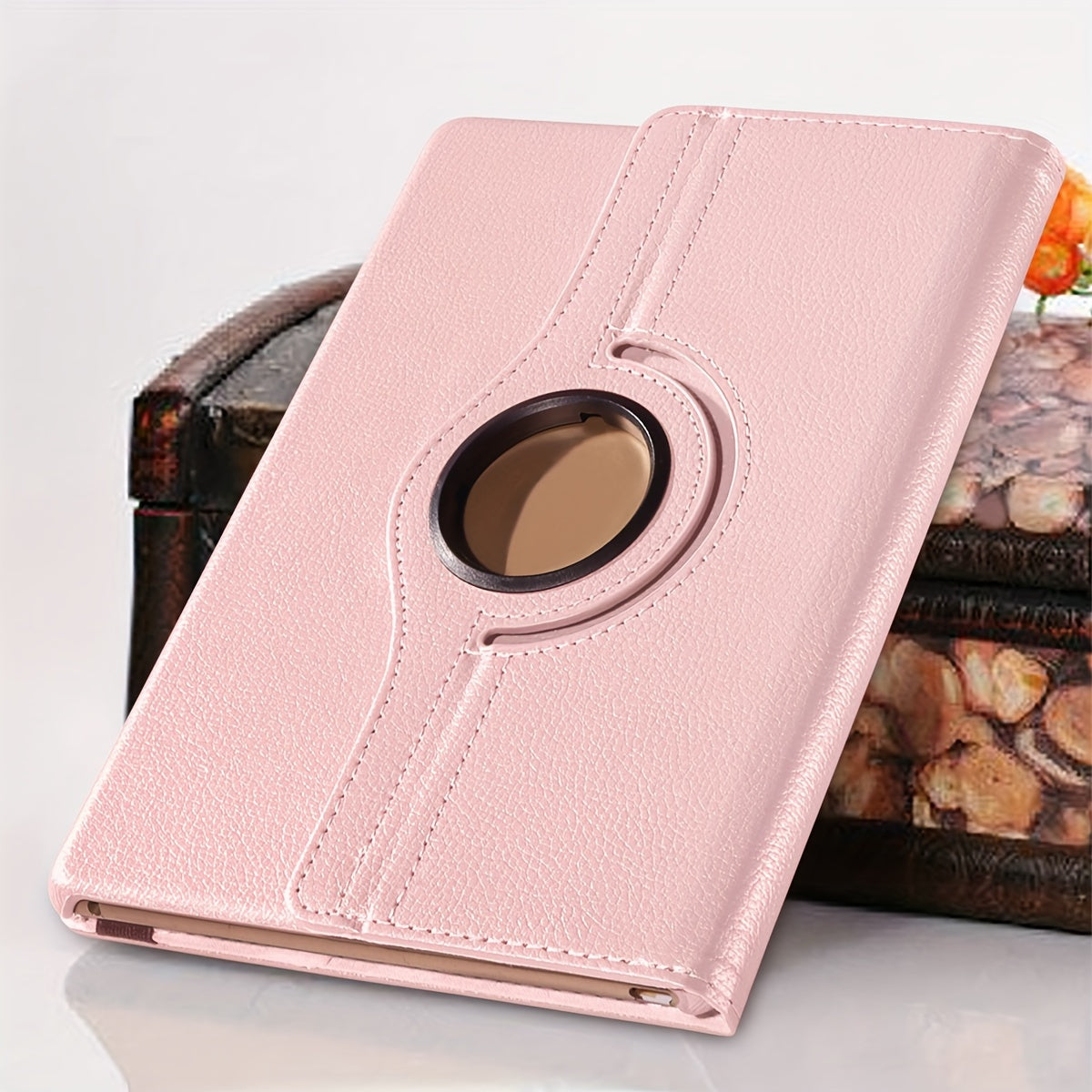 360° Rotating Lychee Pattern Tablet Case for iPad 10.2-inch 7th/8th/9th Gen Anti-Slip Magnetic Sleep Wake Multi-Angle Stand Lightweight Durable TPU