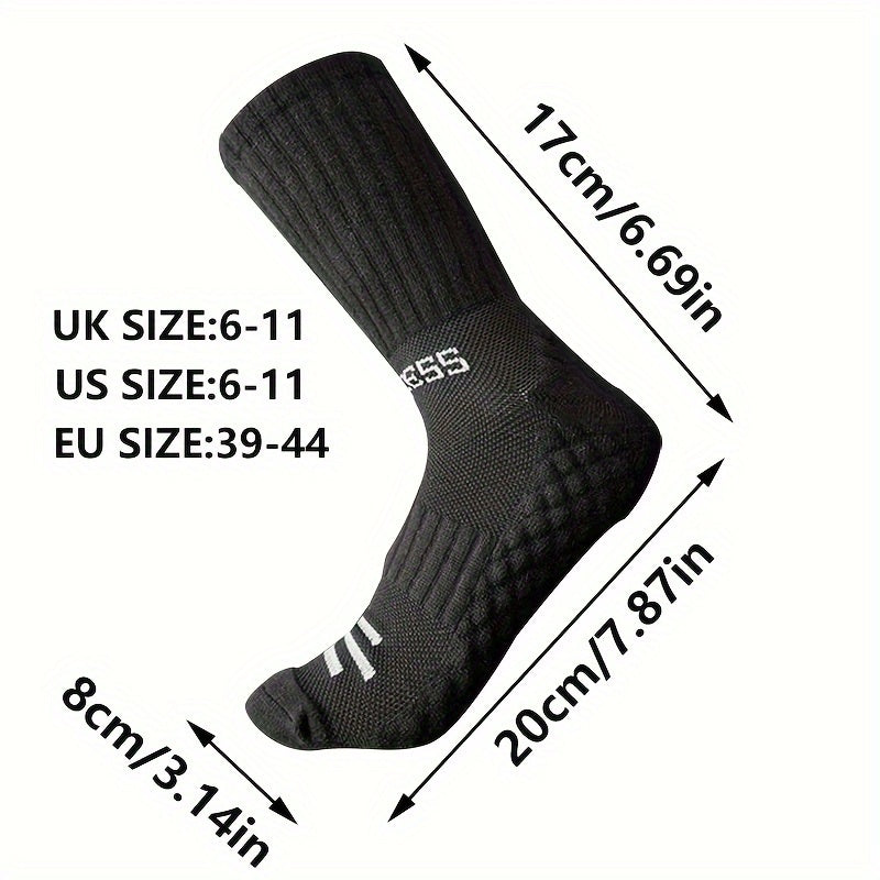 6-Pack Athletic Crew Socks Non-Slip Grip Moisture-Wicking Polyester Elastane for Basketball Running Hiking Cycling