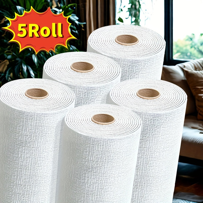 5 Rolls of 3D Foam Wallpaper Stickers Self-Adhesive Waterproof Wall Panels for Home and Office
