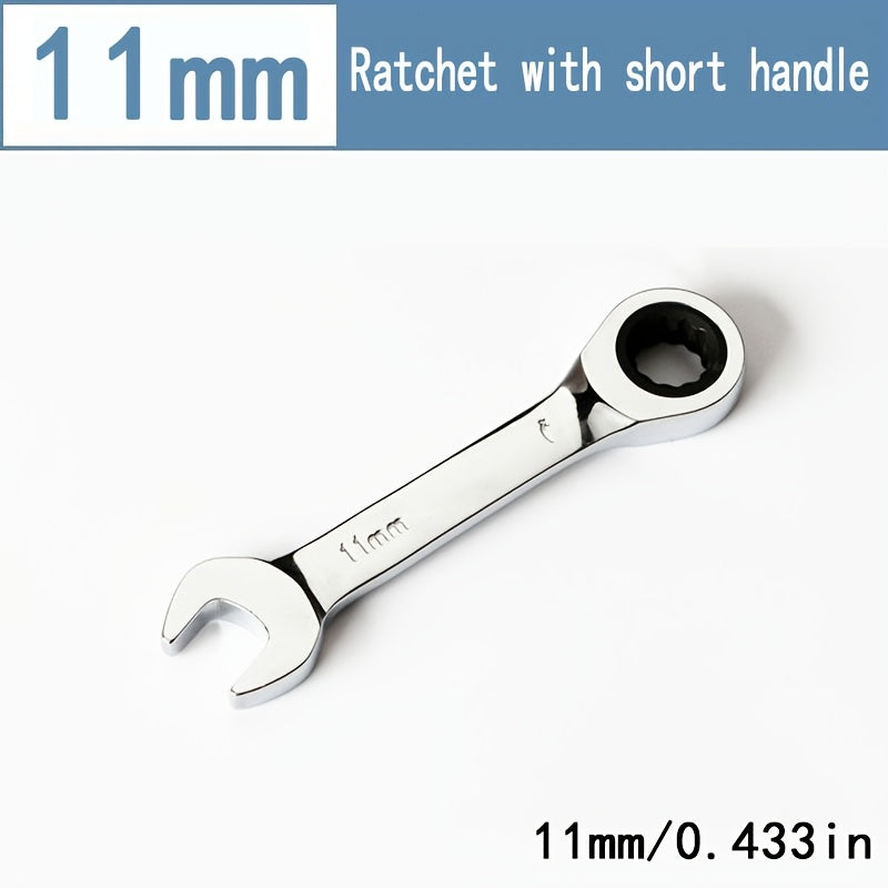 Mini Two-Way Ratchet Wrench, 72 Tooth, Metal Open-End, Durable Rust-Proof