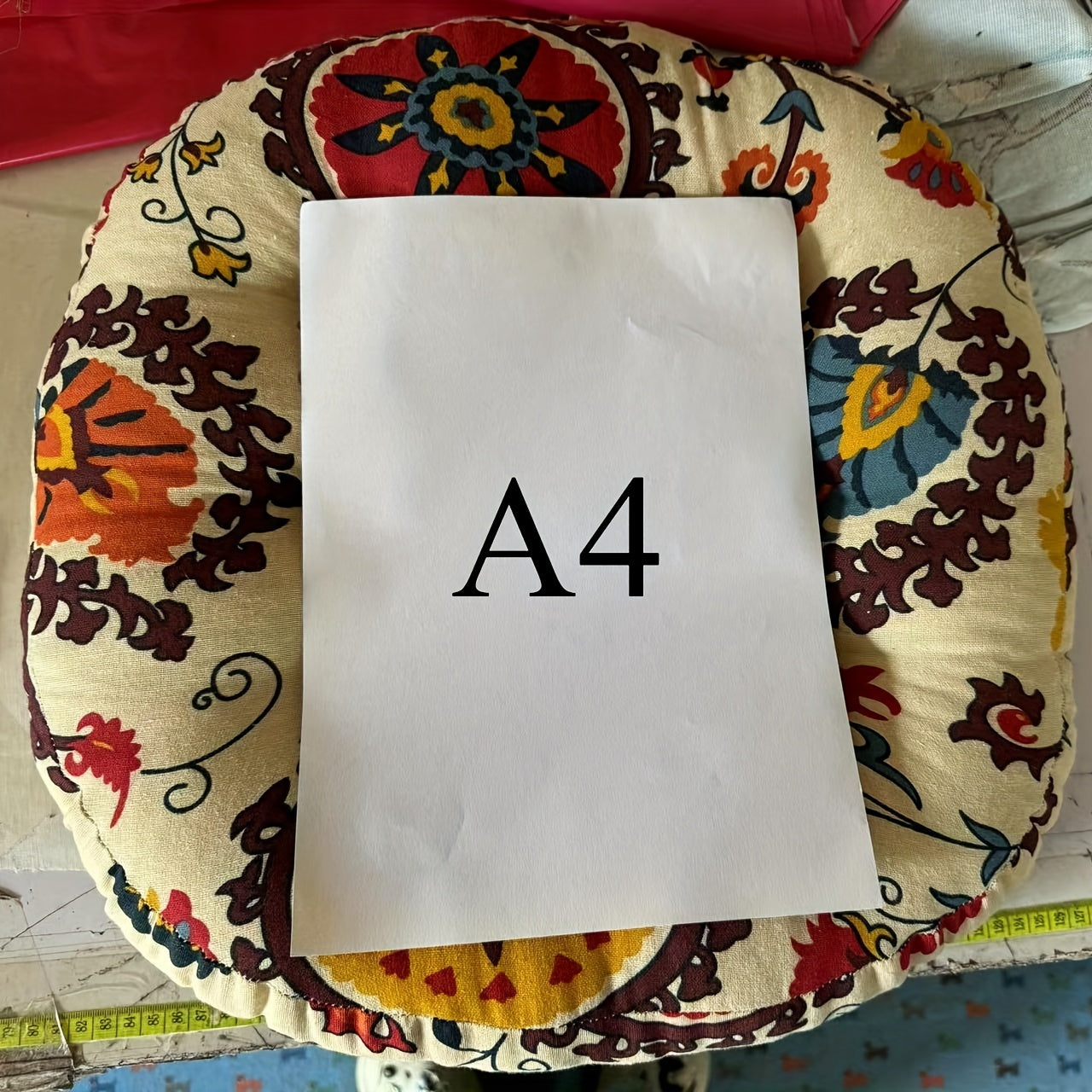 Cojín redondo para suelo para meditación y decoración de salón 100% poliéster lavable rojo azul beige