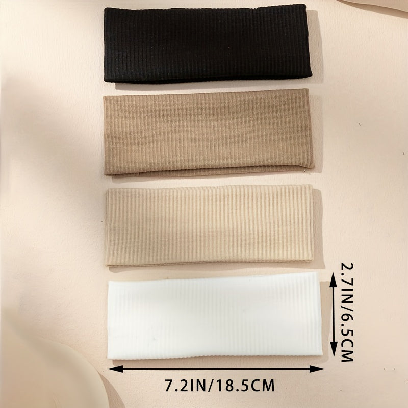 Kundalik va sport uchun to'rt rangli soch bog'lamlari to'plami, teri so'radigan bosh bandlar bilan