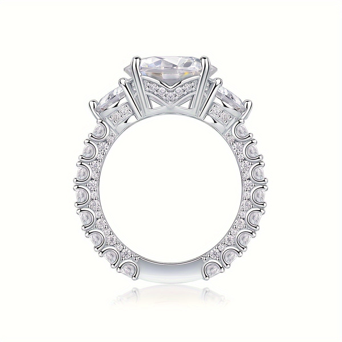 Vintage Bohemian Moissanite Engagement Ring 5 Carat Round Synthetic April Birthstone 18K Gold Plated Silver