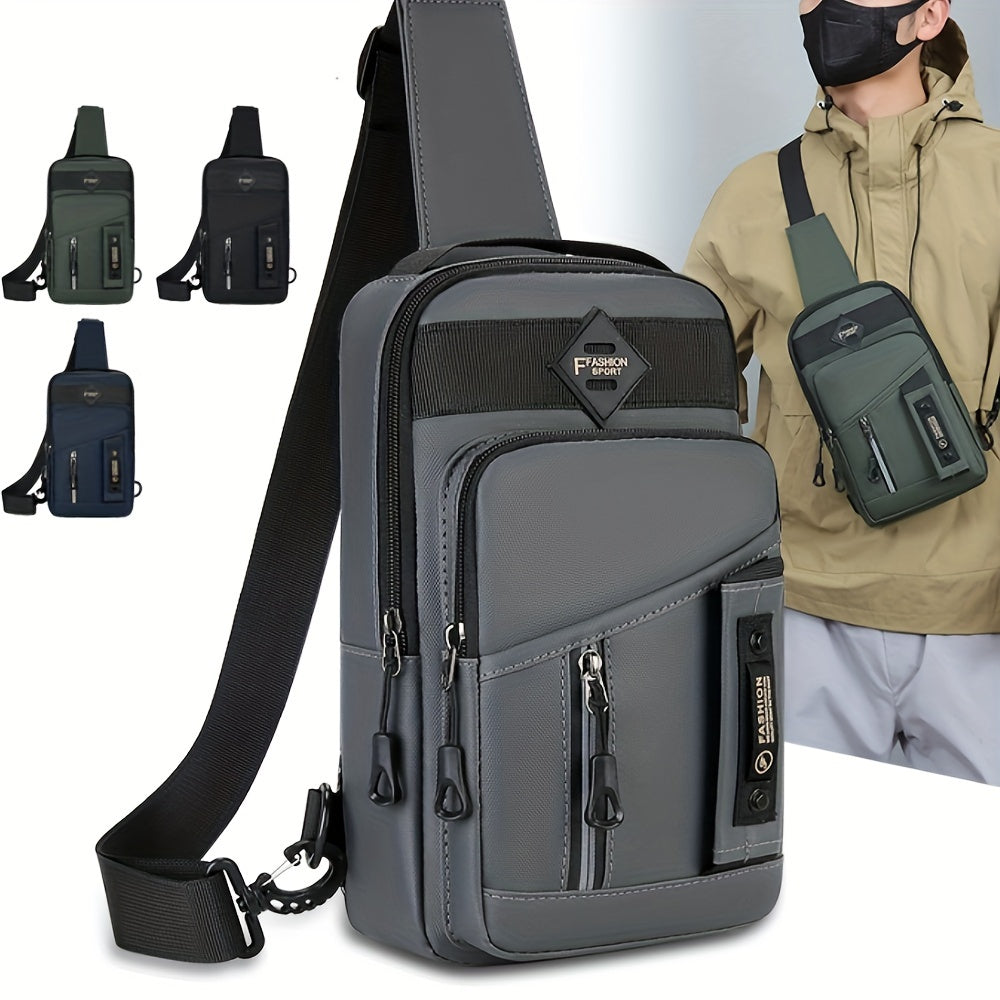 Men's Nylon Outdoor Chest Bag Crossbody Sling Bag for Sports and Casual Use