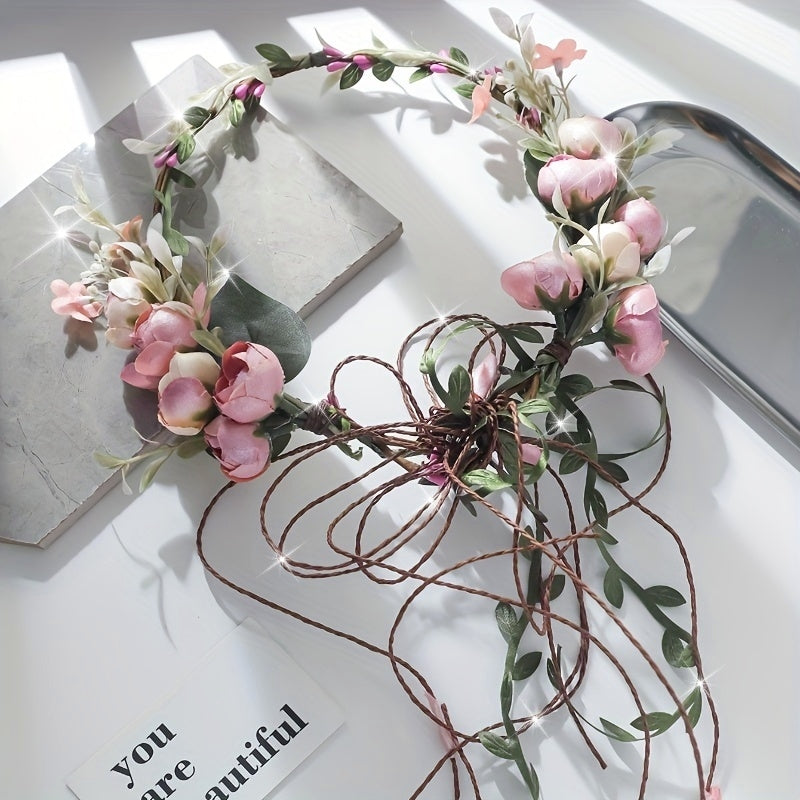 Artificial Flower Hair Hoop for Weddings and Special Occasions Garland Bridal Headpiece