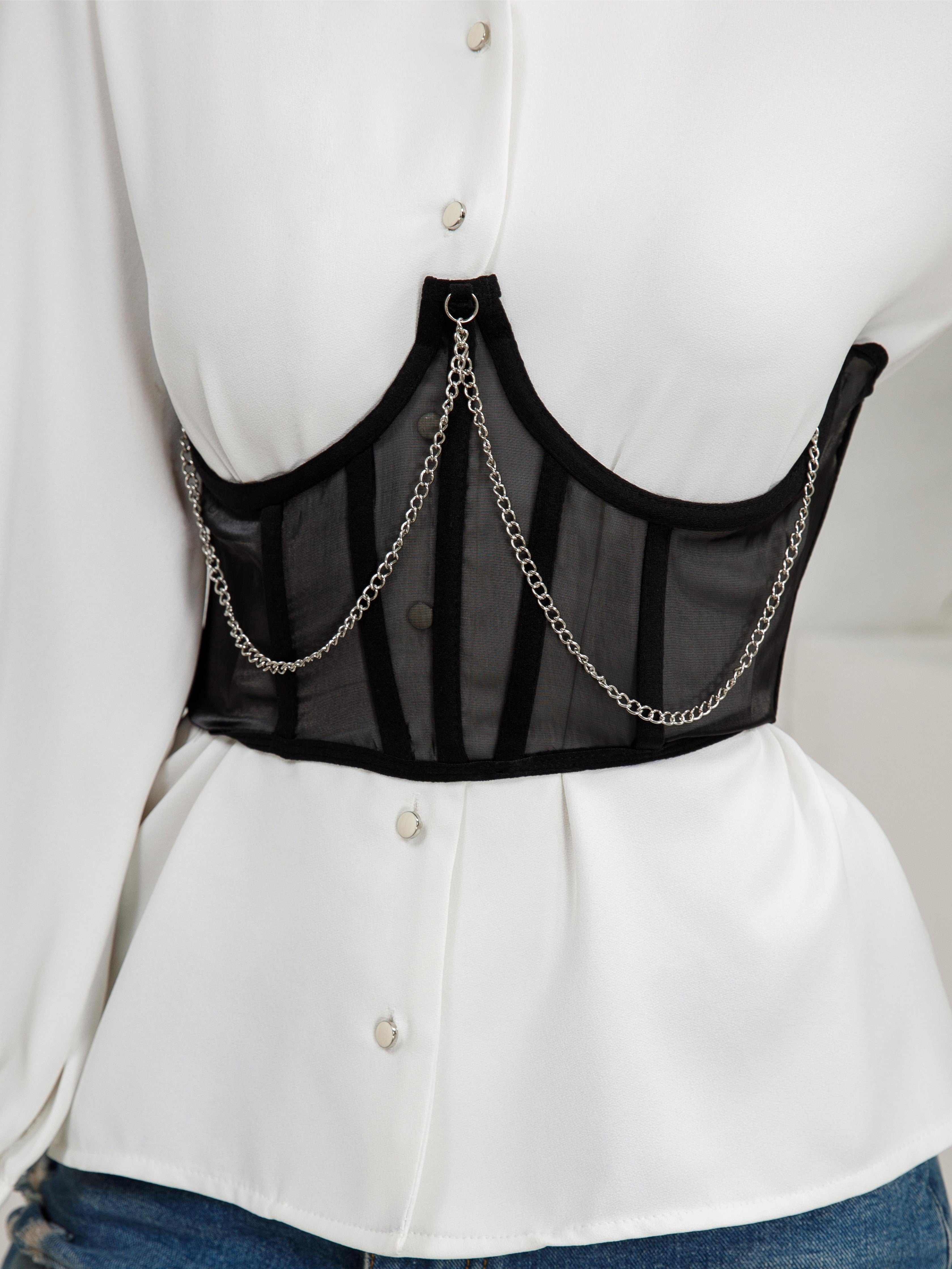 Women's Strapless Corset Bustier with Tummy Control Lace-Up Fishbone Pattern