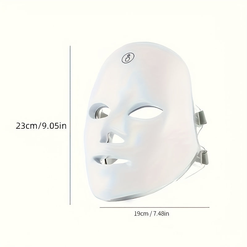 Wireless LED Facial Mask with 7 Colors USB Rechargeable One-Touch Control for Skincare