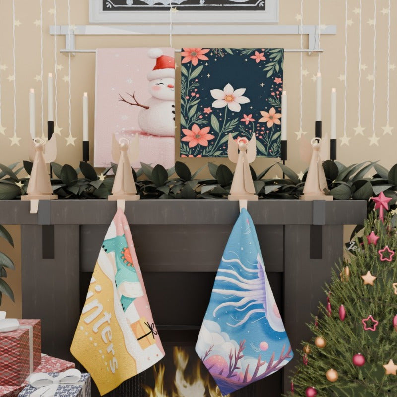 Set of Four Winter Christmas Snowman Snowflake Deer Wall Art 18x66.04 cm