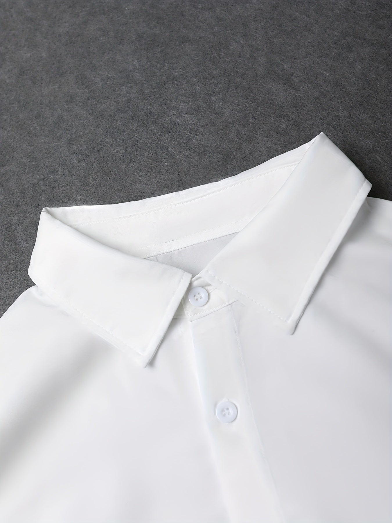 Plus Size Men's Casual Shirts Set 3 Polyester Solid Color Summer Woven Regular Fit