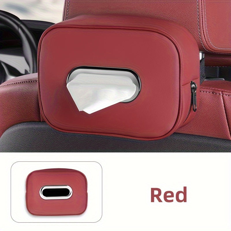 PU Leather Car Tissue Box Holder Multi-Functional Vehicle Organizer
