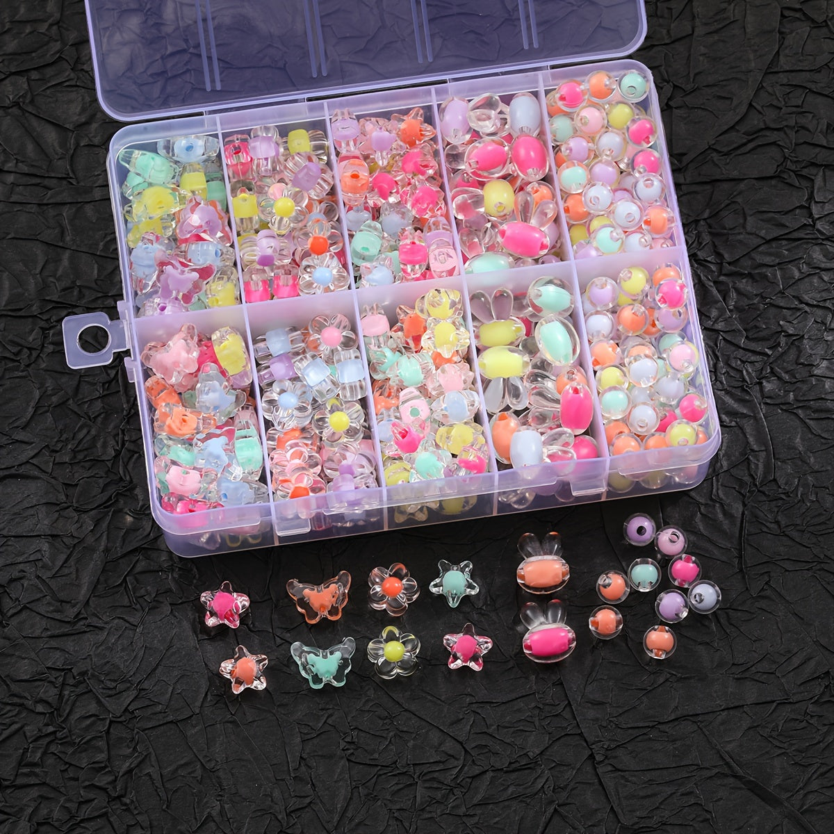 Colorful Transparent Beads Set for DIY Jewelry and Accessories, 400 Pieces