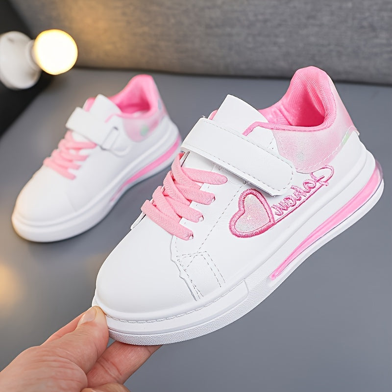 Girls' Casual Shoes Breathable Lightweight All-Season PU Fabric Hook-and-Loop Closure