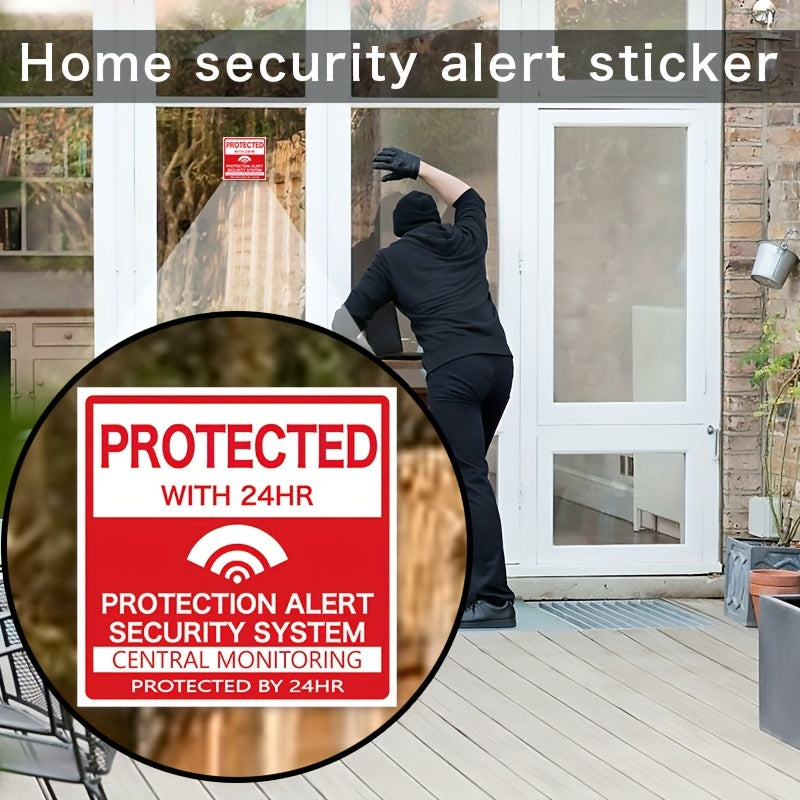Set of 4 Home Security Alarm Stickers Matte Vinyl Decals for Windows and Doors
