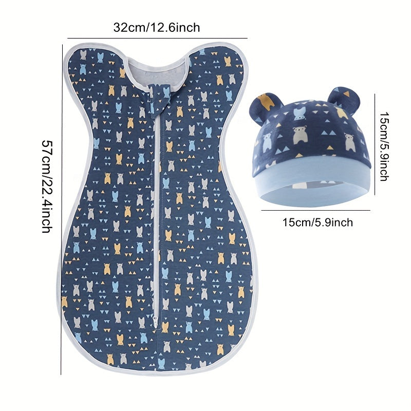 Набор из двух новорожденных одеял и шапочек для малышей, всесезонный хлопковый антиколиковый