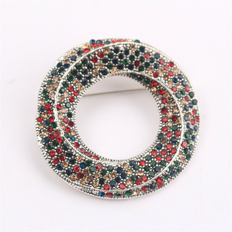 Rhinestone Circle Brooch for Women Jewelry Elegant Accessory for Clothing Bags Hats