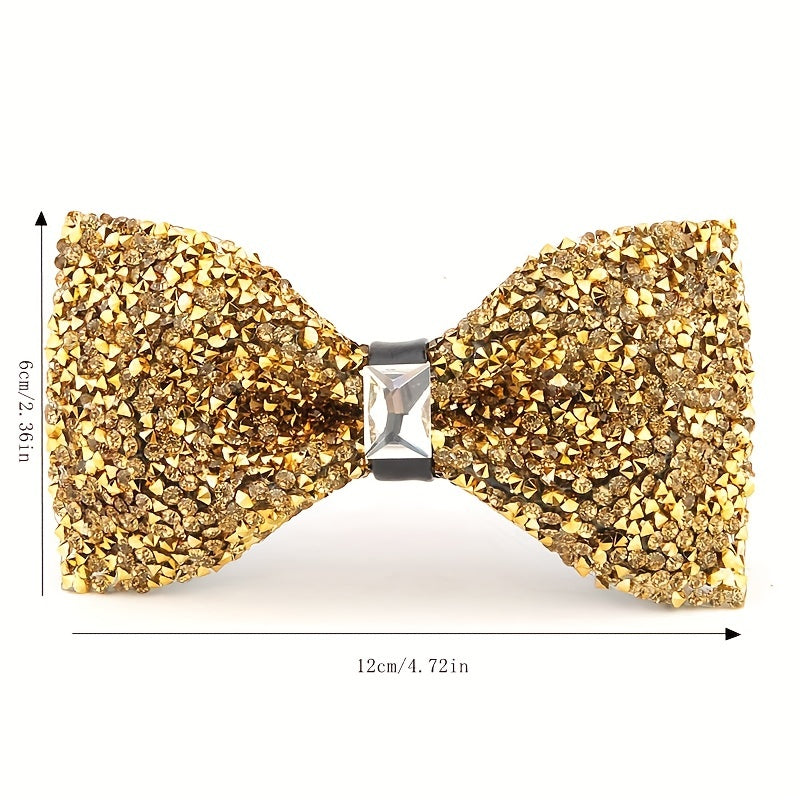 Men's Bow Tie with Faux Diamond Knot for Weddings and Formal Events