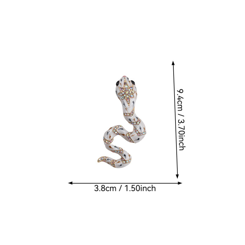 Rhinestone Snake Enamel Brooch for Women Jewelry Decoration Water Diamond Detailing Versatile Pin