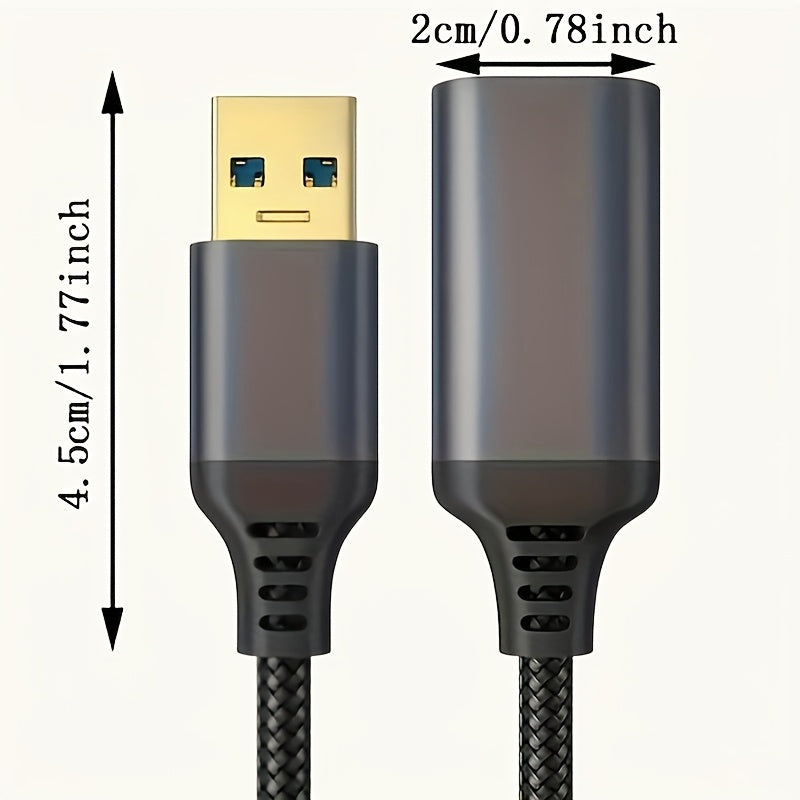 Nylon Braided USB 3.0 Extension Cable 3.05m Type A Male to Female High-Speed Data