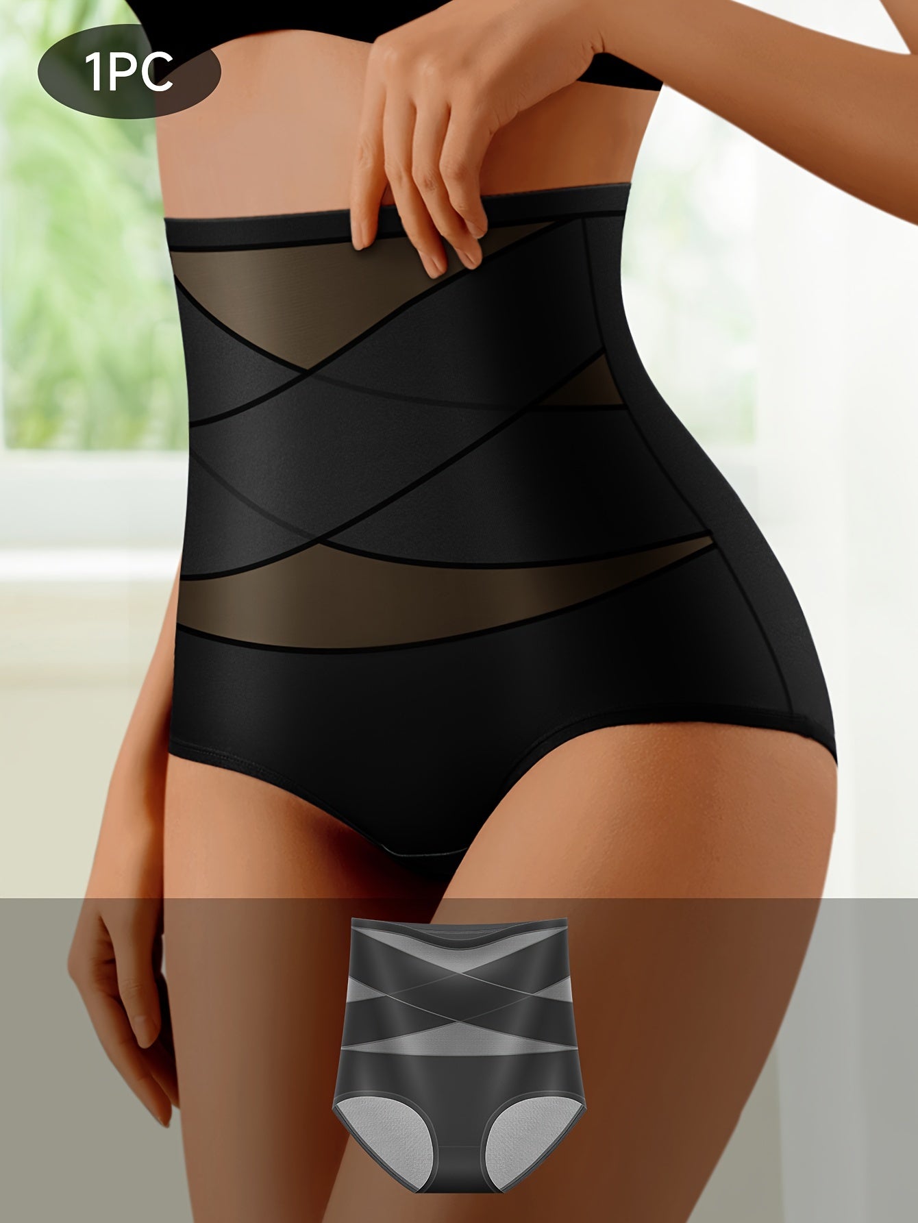 Женские трусики с высокой талией и перекрестными ремешками, средней поддержкой и нейлоновым материалом.