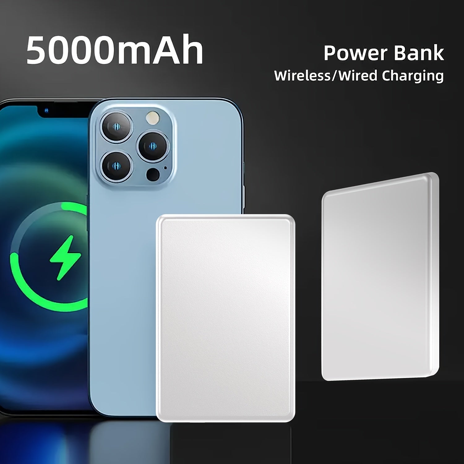 5000mAh Magnetic Wireless Power Bank with USB-C Fast Charging for Apple Devices