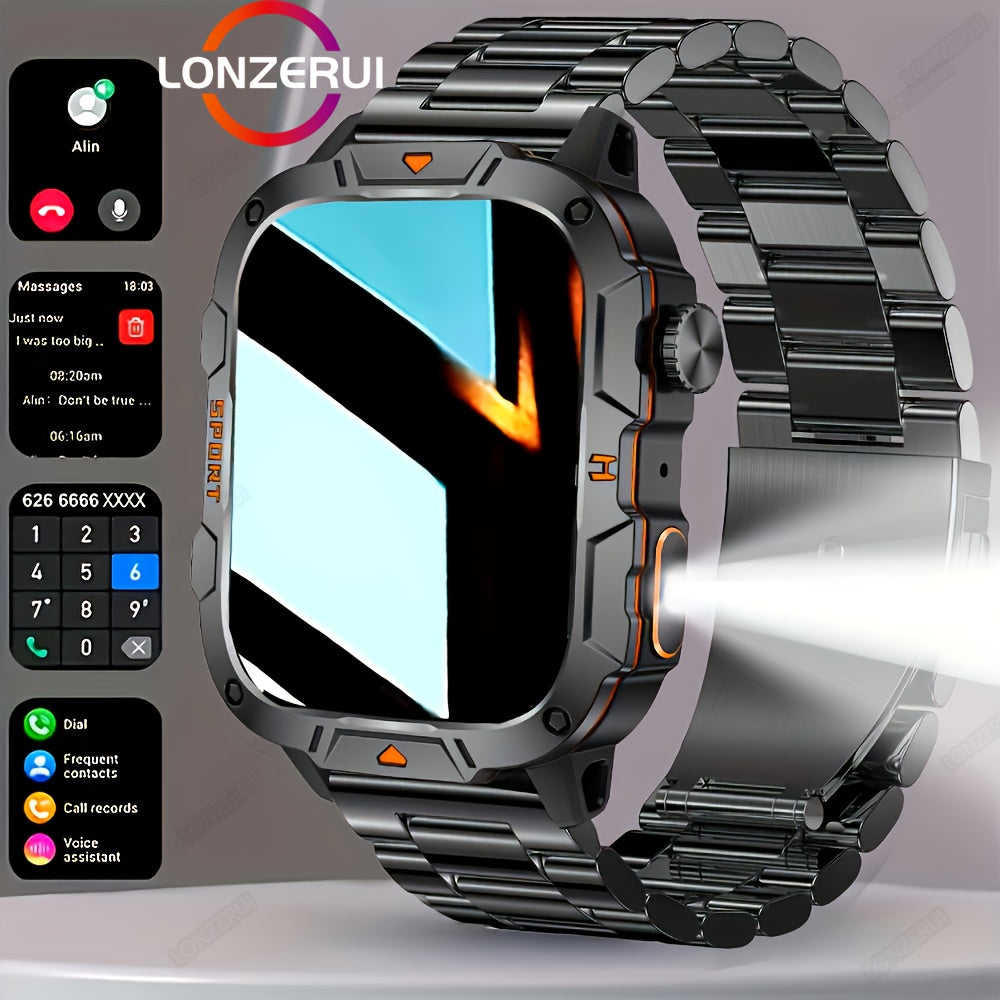 Reloj inteligente LED para deportes al aire libre para hombres, pantalla táctil completa de 4.98cm, llamadas inalámbricas, compatible con Android y iPhone