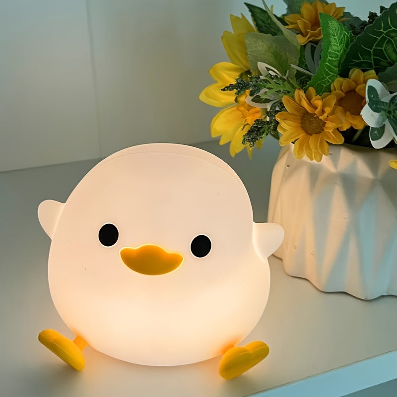 Luz nocturna LED Duck con cuerpo de silicona, recargable por USB, temporizador para dormitorio