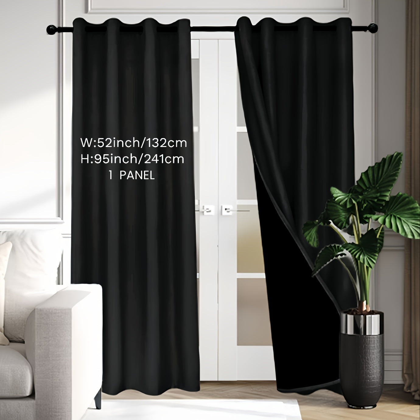 Beige Blackout Curtain with Insulation Lining Grommet Top for Living Room Bedroom