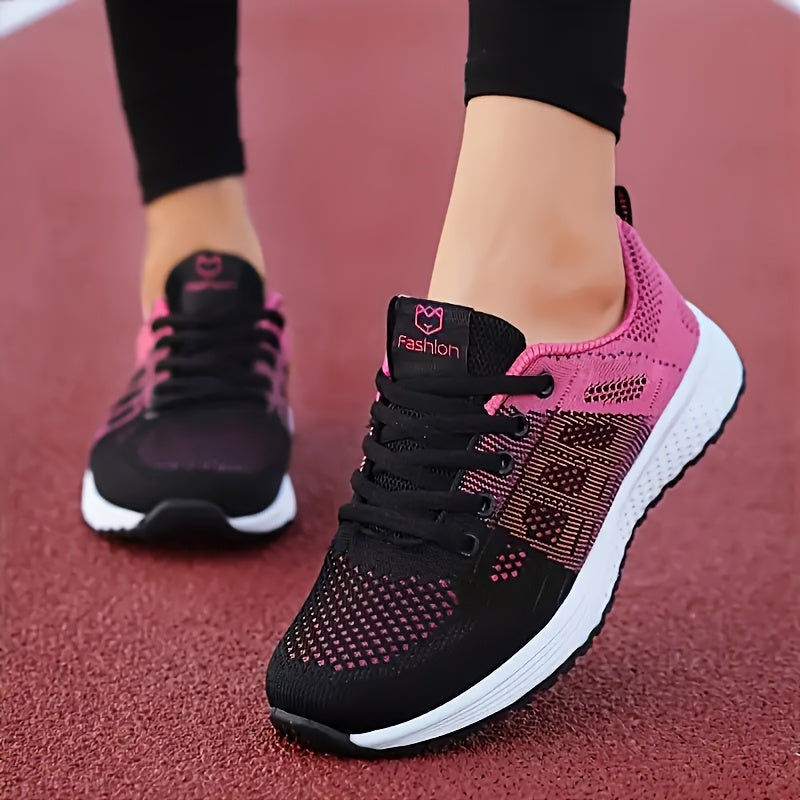 Zapatillas de running ligeras y transpirables para mujer con suela antideslizante negro rosa