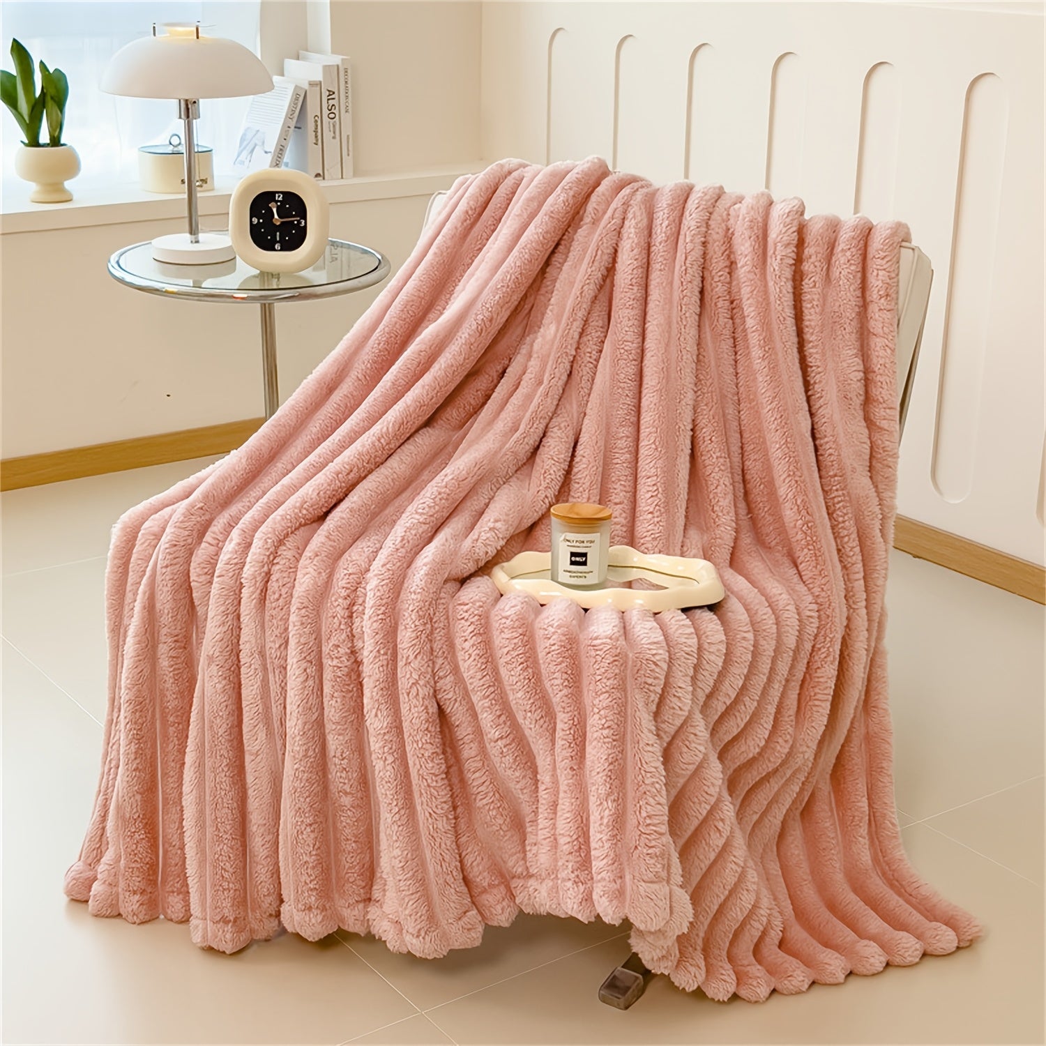 Soft Plush Faux Rabbit Blanket Cozy Warm Stylish for Home and Travel