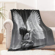 Fallen Angel Wings Print Flannel Throw Blanket Hypoallergenic Soft Warm All-Season
