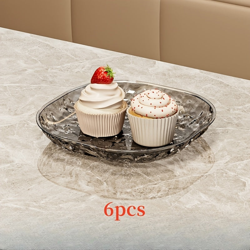Set of 6 Square Water Ripple Plastic Serving Trays for Snacks Fruits Desserts