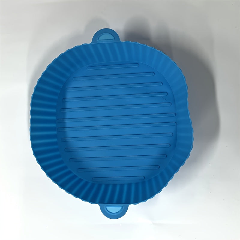 Havo fritöleri uchun silikon pishirish qog'ozi - yopishmaydigan, qayta ishlatiladigan, tutqichli ko'p maqsadli qoplama - 480°F gacha issiqlikka chidamli - plastik idish ushlagichni o'z ichiga oladi