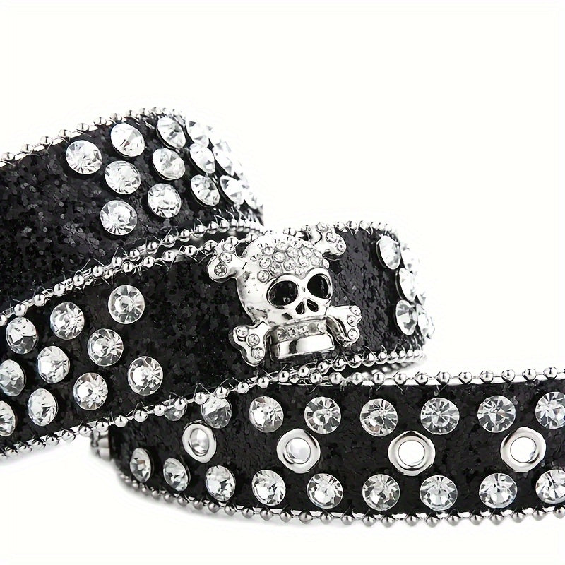 Western Cowgirl Belt with Rhinestones and Sparkling Faux Leather for Women