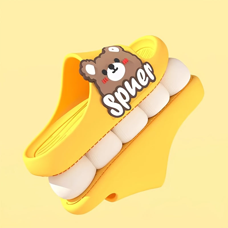 Kids Cartoon Bear Slippers Lightweight Non-Slip EVA Casual Home Shoes for Boys and Girls