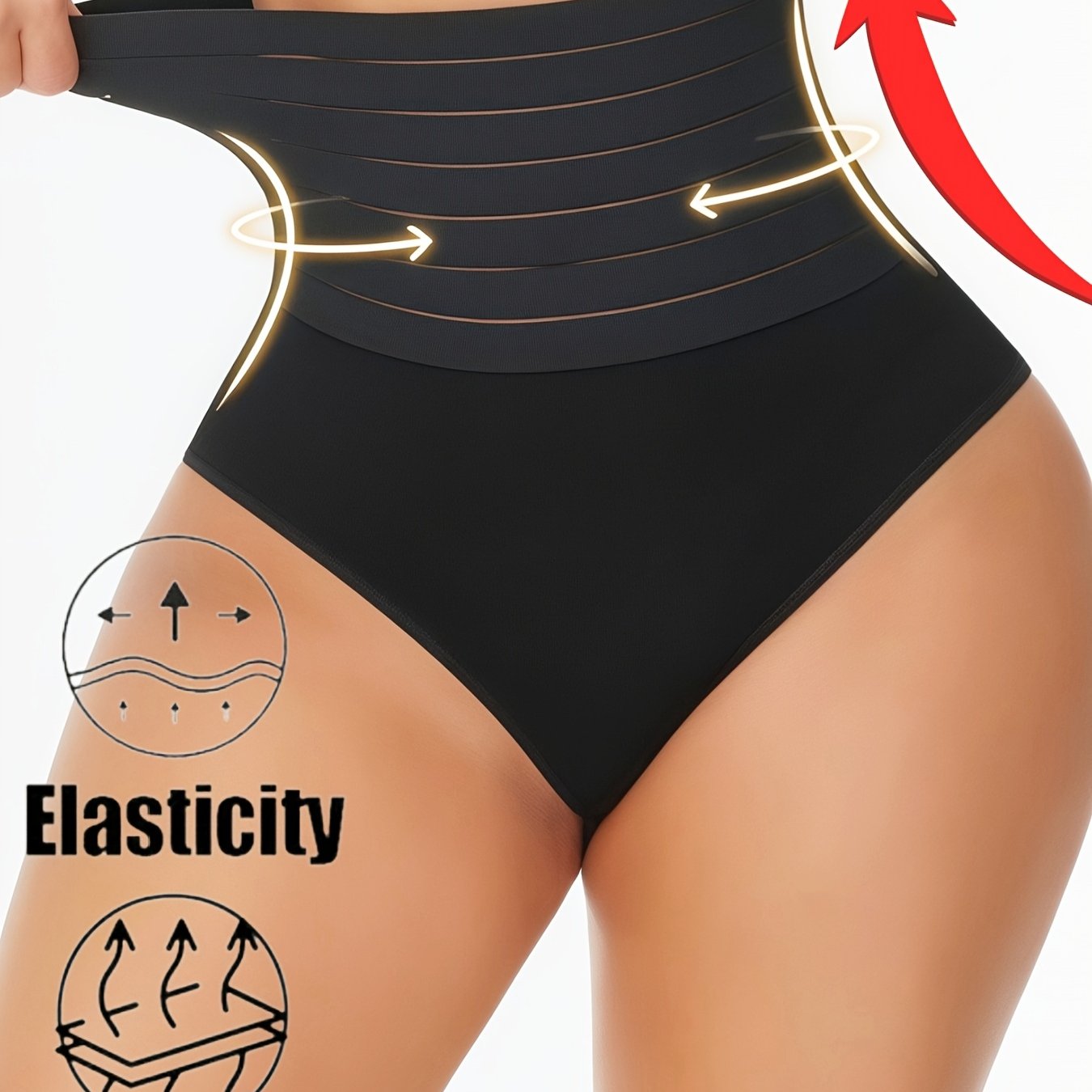 Трусики-утяжки с высокой талией для женщин, контроль живота, бежевый нейлоновый микс