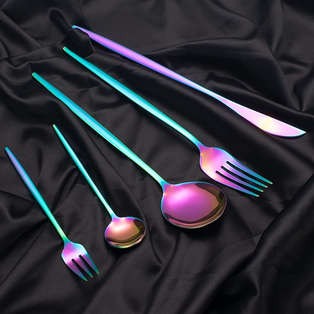 30-частный набор португальских столовых приборов из нержавеющей стали с тонкими ручками, идеальный для стейка, ужина и десерта, идеально подходит для домохозяйств, отелей и ресторанов.