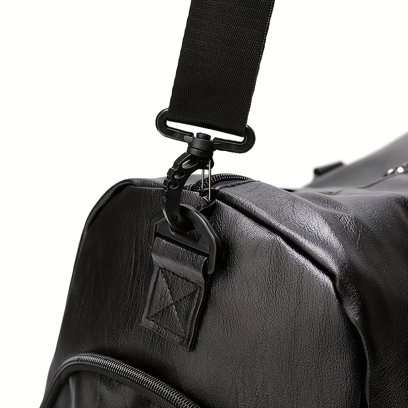 Travel Bag with Shoe Compartment and Water-Resistant PU Material for Sports and Travel