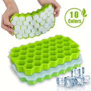 Silicone Ice Cube Tray with Lid 37-Grid Flexible Ice Maker for Drinks