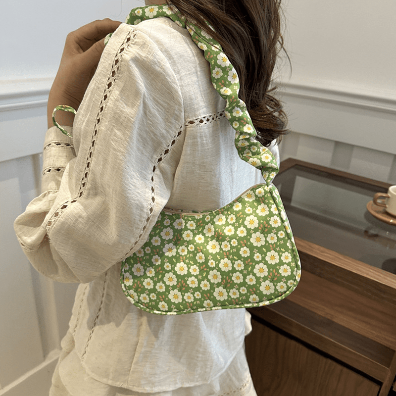 Women's Floral Crossbody Bag Polyester White Pink Zipper Adjustable for Daily Travel