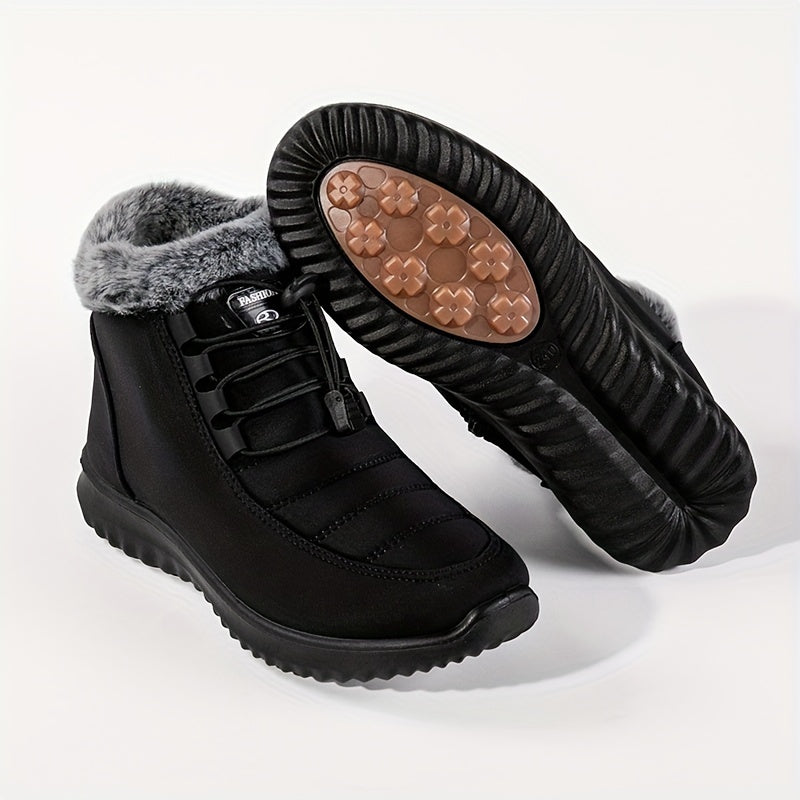 Women's Warm Faux Leather High-Top Boots With Plush Lining