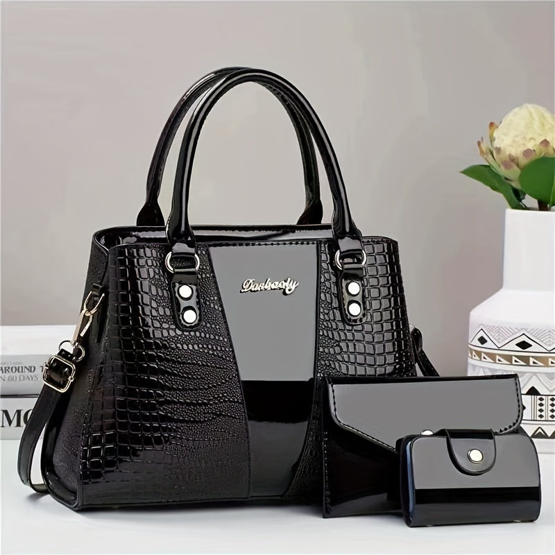 High-End Mom Crossbody Bag with Large Capacity Geometric PU Leather