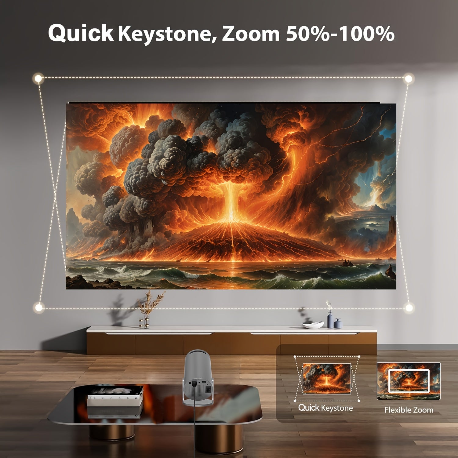 Mini simsiz HD portativ proyektor avtomatik diqqat va masofadan boshqarish bilan