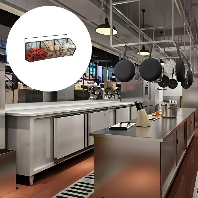 Cesta de almacenamiento de cocina de alambre de metal resistente, montada en la pared para especias y verduras