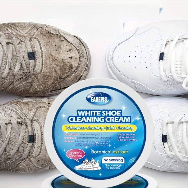 Tez Ta'sirli Oq Poyabzal Kreml - Dog'larni olib tashlaydi va oq rangni tiklaydi, Krossovkalar, Kanvas va Sun'iy Materiallar uchun ideal - Qo'shimcha Tozalash Gubkasi bilan qulay yuvishsiz formula