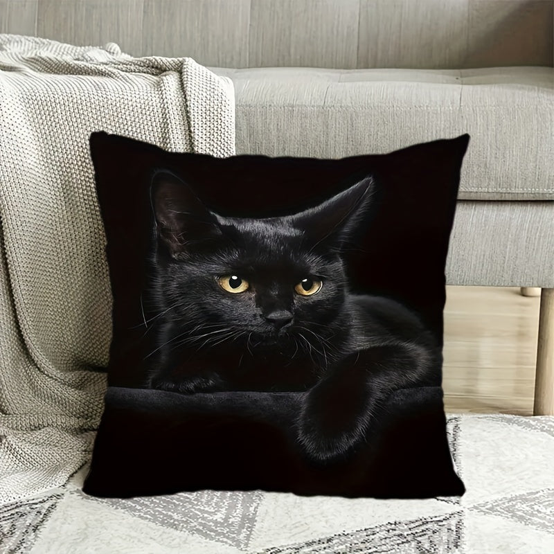 Set of 2 Black Cat Print Pillowcases Soft Decor for Bedroom Living Room Car