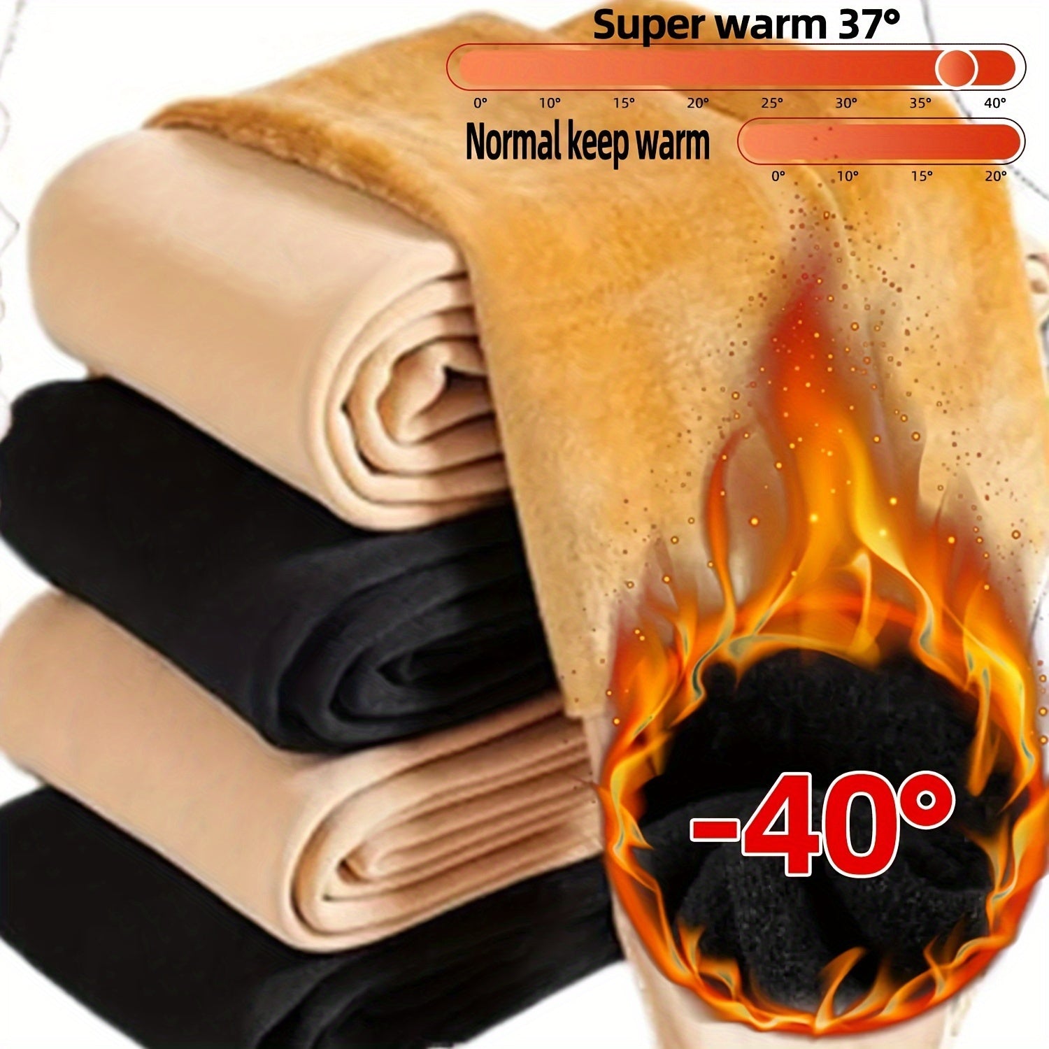 Women's Thermal Velvet-Lined Pantyhose Black Warm Stretchy Leggings for Cold Weather