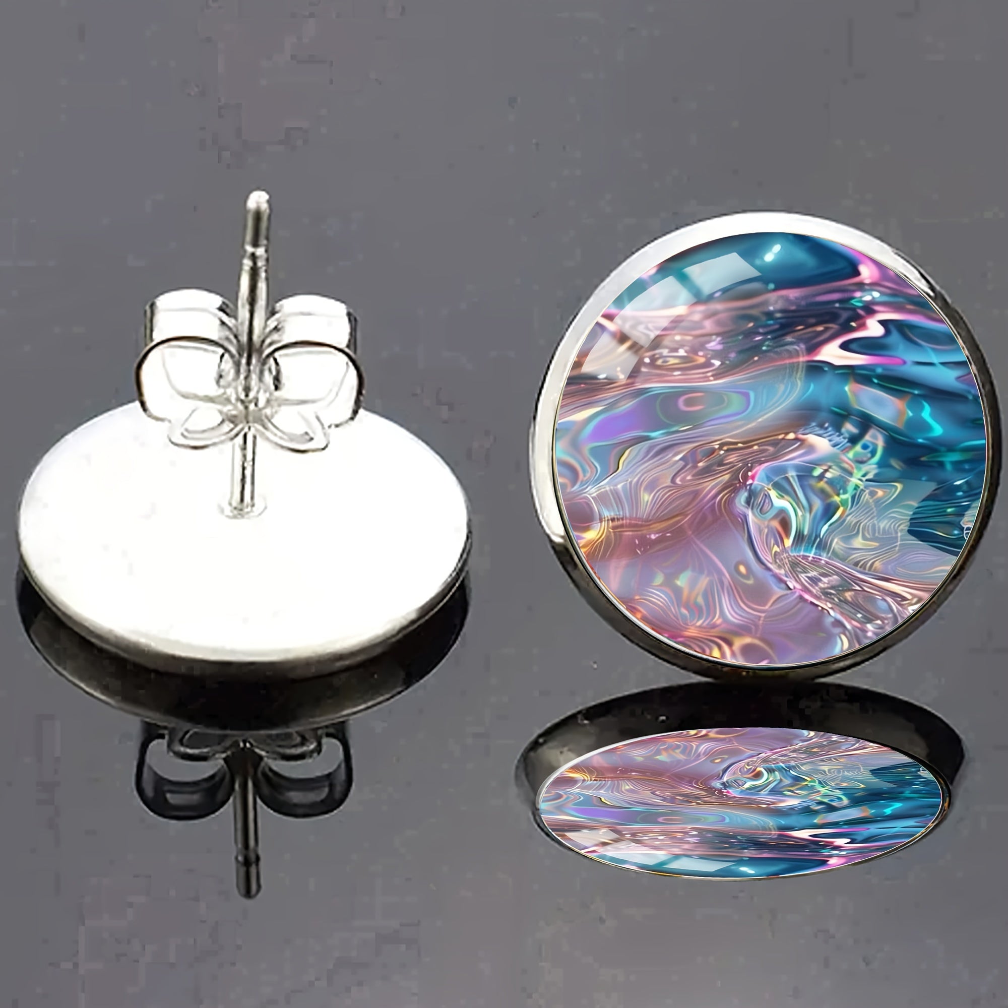 Unisex Stainless Steel Galaxy Stud Earrings for Daily Wear