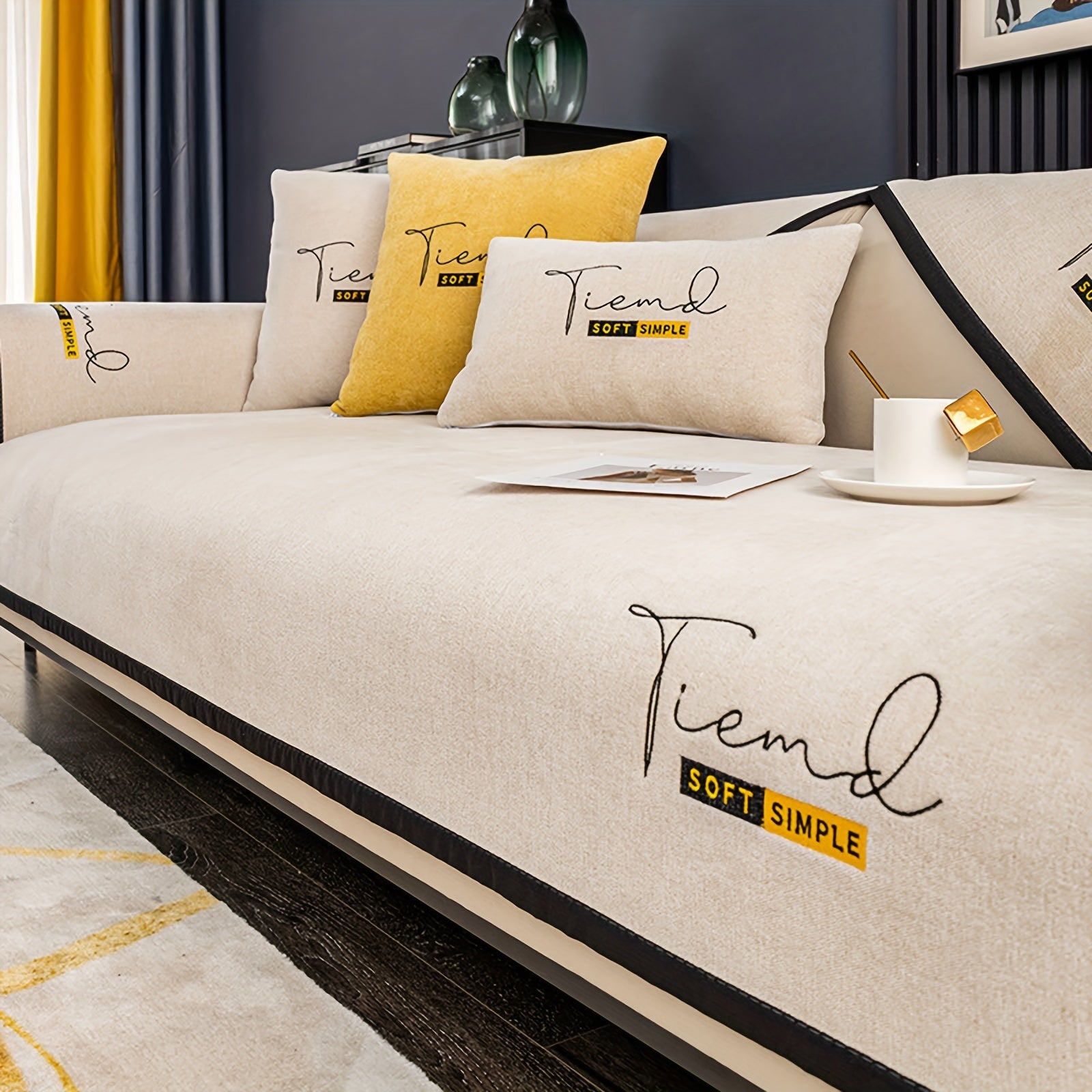 Chenille Couch Cover Non-Slip Sofa Protector for Living Room Bedroom Office