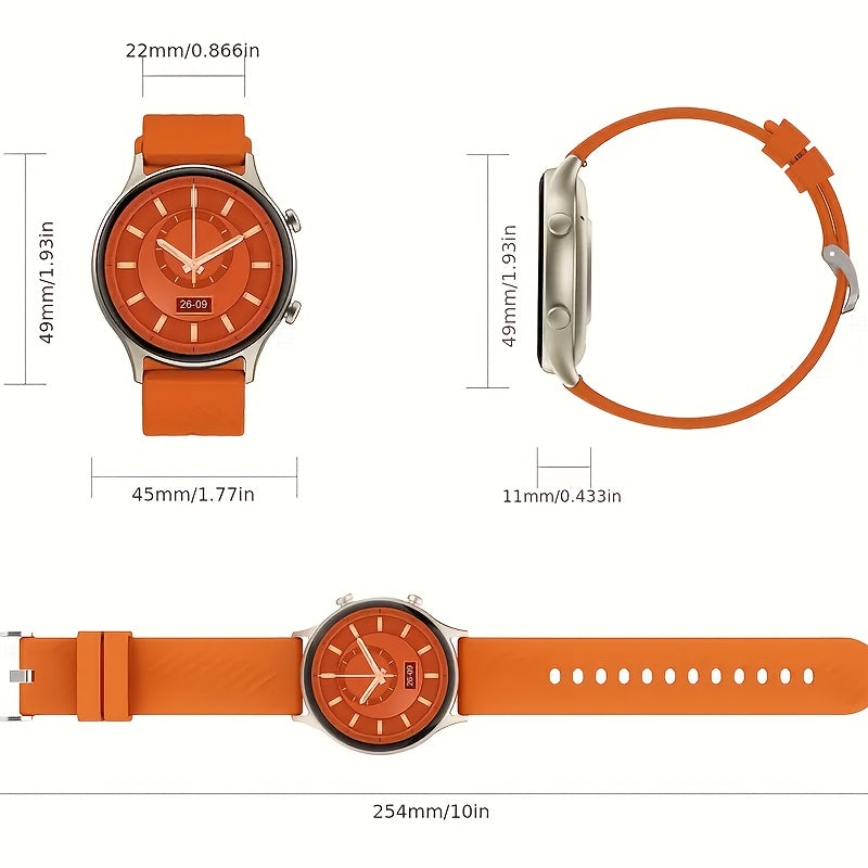 Reloj inteligente para mujeres y hombres 3.53cm pantalla táctil caja redonda banda de silicona rastreador de fitness control de música llamadas inalámbricas